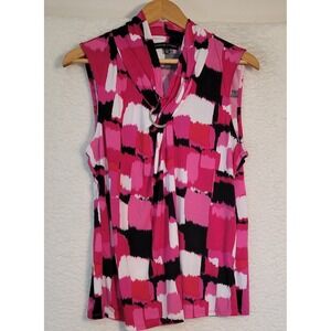 Adrienne Vittadini Blouse Sleeveless Size Large‎ Women's Geometric Pullover 0803
